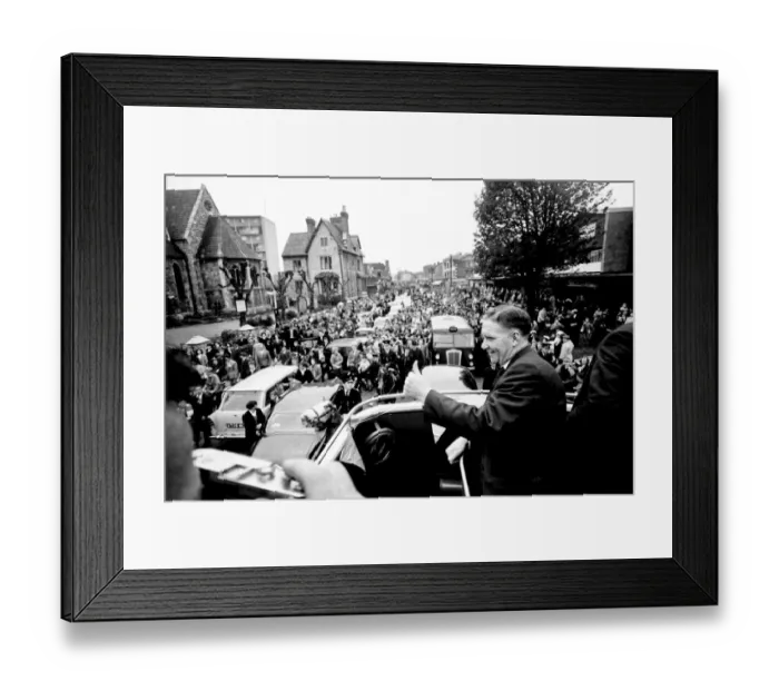 Framed Print : Tottenham Hotspur team and manager Bill Nicholson show off the FA Cup trophy from an Framed Print : Tottenham Hotspur team and manager Bill Nicholson show off the FA Cup trophy from an