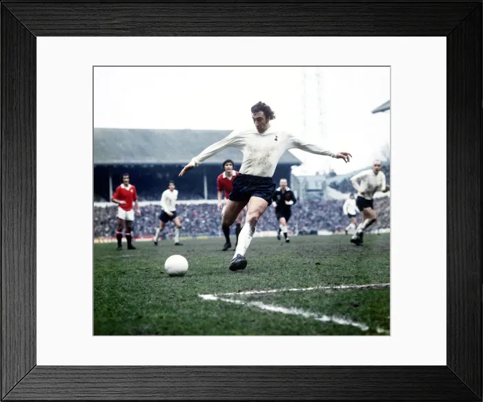 Framed Print : Tottenham Hostpur football player Martin Chivers shoots at goal in a match against Framed Print : Tottenham Hostpur football player Martin Chivers shoots at goal in a match against