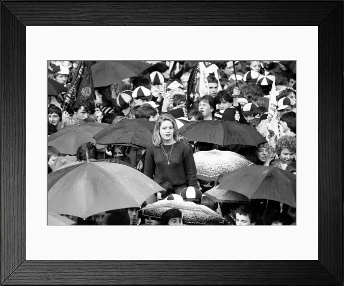 Framed Print : A female fan in the crowd at the Spurs homecoming after winning the FA Cup Framed Print : A female fan in the crowd at the Spurs homecoming after winning the FA Cup
