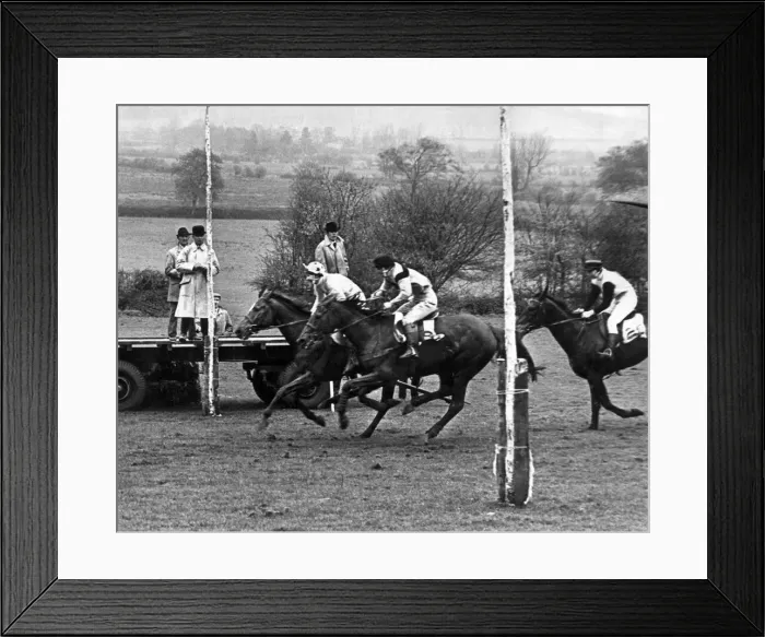 Framed Print : Horse RacingPoint-To-Point - Taking the lead on the post in the Open Ladies