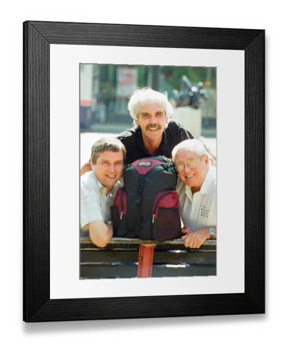 Framed Print : Frank Shortland Senior (right) with sons Mick (left) and Frank Junior ready for their Framed Print : Frank Shortland Senior (right) with sons Mick (left) and Frank Junior ready for their