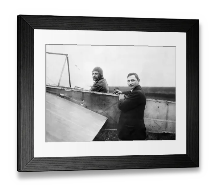 Framed Print : The historic crossing of the English Channel by French aviator Louis Bleriot in his Framed Print : The historic crossing of the English Channel by French aviator Louis Bleriot in his