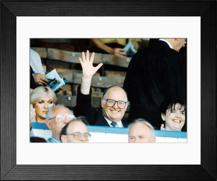 Framed Print : Cardiff City Football Club owner Rick Wright waves to fans at Ninian Park
