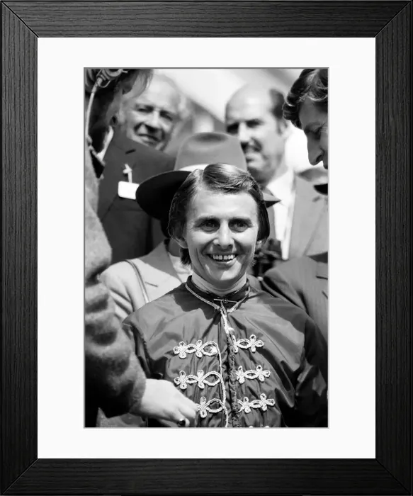 Framed Print : The Oaks at Epsom, won by jockey Willie Carson and trainer Dick Hern Framed Print : The Oaks at Epsom, won by jockey Willie Carson and trainer Dick Hern