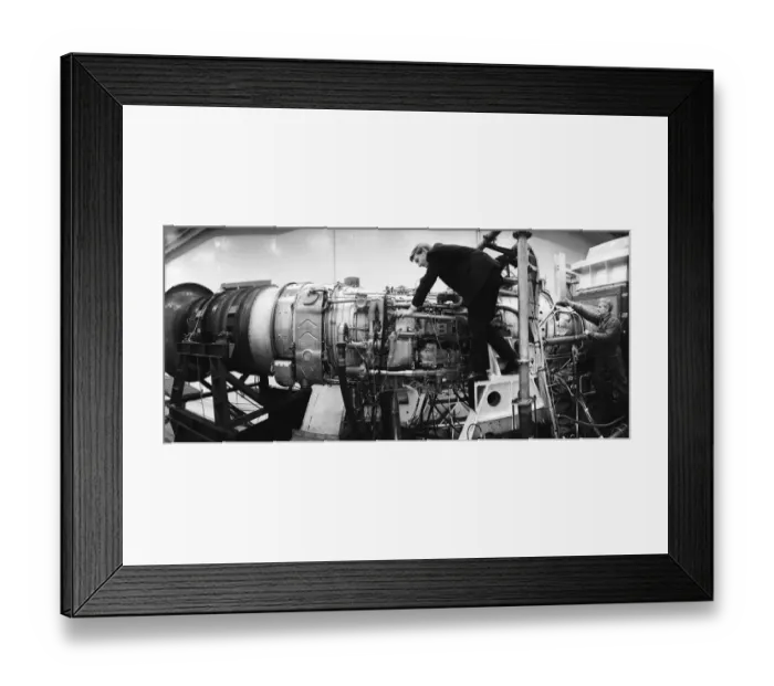 Framed Print : The Concorde Olympus engine in the sea level test bed at Bristol. 30th March 1967