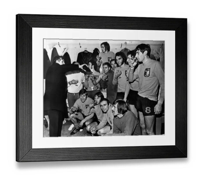 Framed Print : Champagne time at Villa Park being poured by Villa chairman Doug Ellis for amateur side