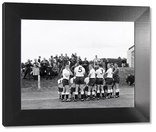 The double winning Tottenham Hotspur Football Club line up for photographers at Cheshunt