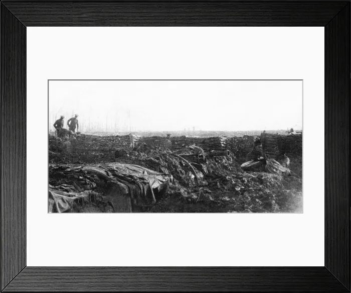 Framed Print : British soldiers seen here leaving their trench to meet their German opponents Framed Print : British soldiers seen here leaving their trench to meet their German opponents