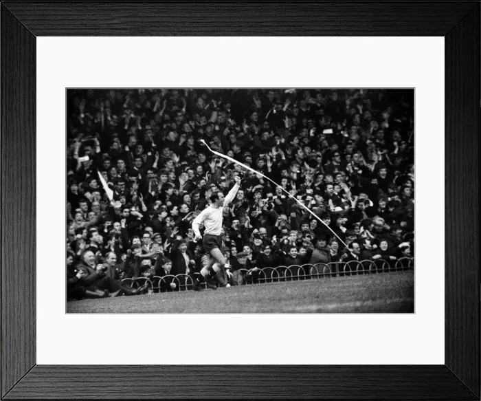 Framed Print : Jimmy Greaves celebrates after scoring a goal for Tottenham Hotspur only for it to be Framed Print : Jimmy Greaves celebrates after scoring a goal for Tottenham Hotspur only for it to be