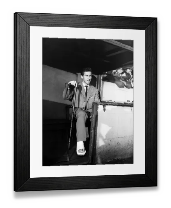 Framed Print : Injured Tottenham Hotspur footabller Cliff Jones watches his team in action against Framed Print : Injured Tottenham Hotspur footabller Cliff Jones watches his team in action against