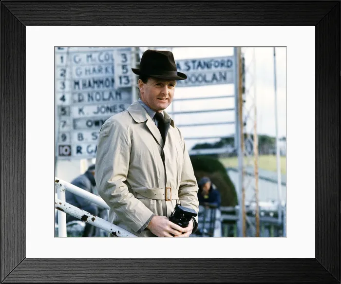 Framed Print : Horse Raining trainer Jonjo O Neill. January 1991 Framed Print : Horse Raining trainer Jonjo O Neill. January 1991