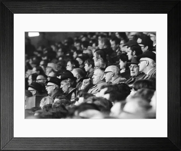 Framed Print : Liverpool manager Bill Shankly in the stands, possible for his side Framed Print : Liverpool manager Bill Shankly in the stands, possible for his side