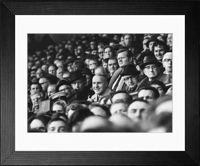 Framed Print : Liverpool manager Bill Shankly in the stands, possible for his side