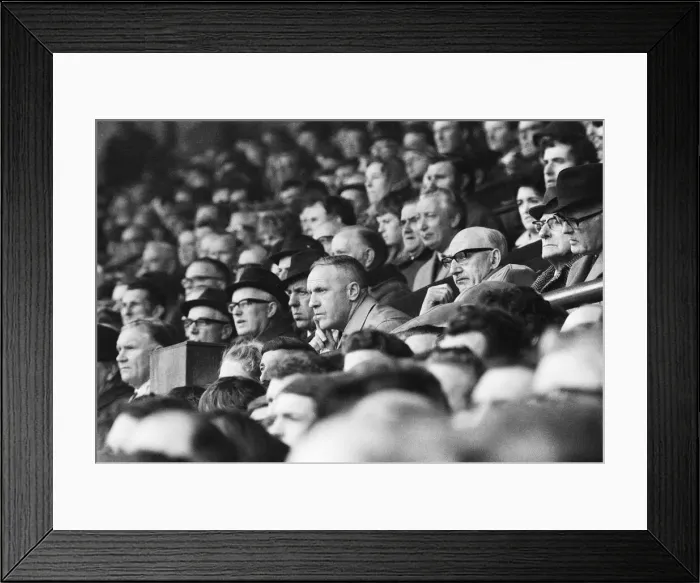Framed Print : Liverpool manager Bill Shankly in the stands, possible for his side