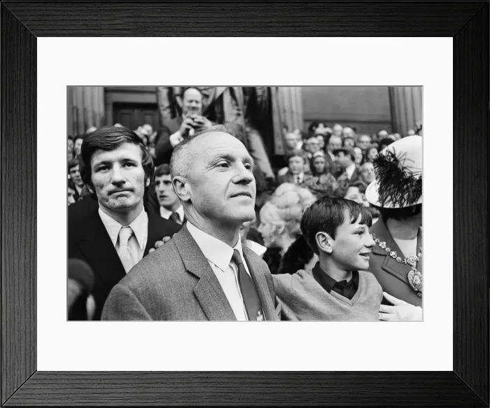 Framed Print : Liverpool manager Bill Shankly pictured on his side