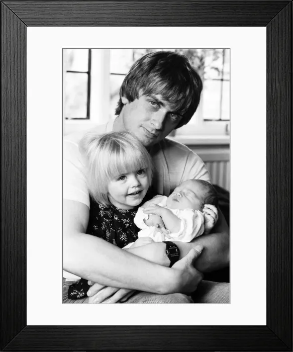 Framed Print : Mike Oldfield, musician and composer, pictured at home with family Framed Print : Mike Oldfield, musician and composer, pictured at home with family