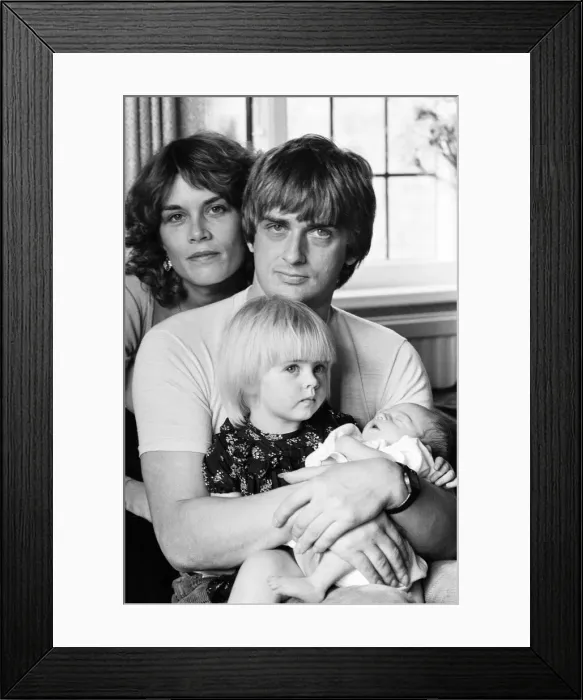 Framed Print : Mike Oldfield, musician and composer, pictured at home with family, eldest daughter Molly Framed Print : Mike Oldfield, musician and composer, pictured at home with family, eldest daughter Molly