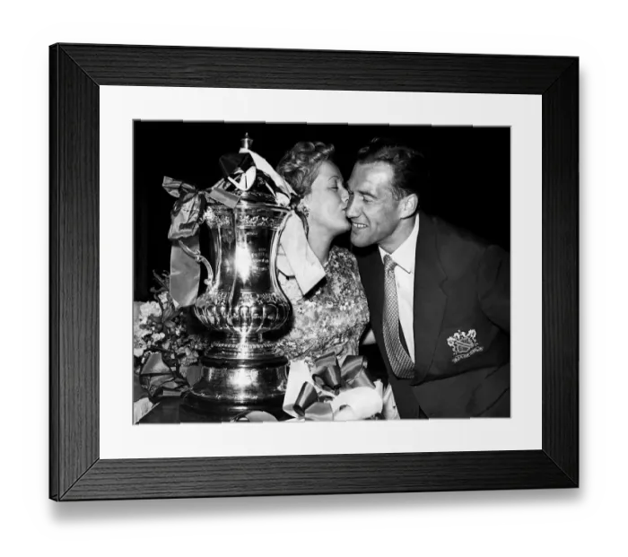 Framed Print : Bolton Wanderers Nat Lofthouse seen here with his wife and the FA Cup. May 1958