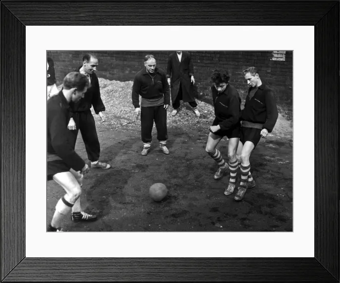 Framed Print : Huddersfield Town manager Bill Shankly coaching some of his club Framed Print : Huddersfield Town manager Bill Shankly coaching some of his club