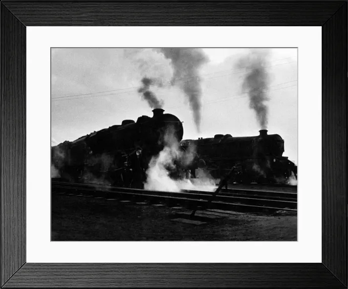Framed Print : Steam locomotive engines steaming up on the tracks near Birmingham, circa 1960 Framed Print : Steam locomotive engines steaming up on the tracks near Birmingham, circa 1960