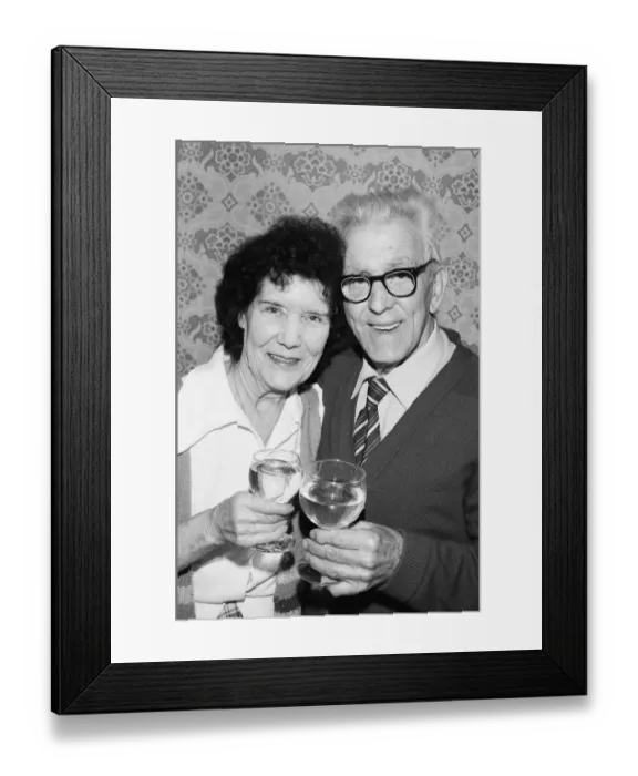 Framed Print : Arthur and Hilda Bates seen here celebrating their Golden wedding Anniversary at their Framed Print : Arthur and Hilda Bates seen here celebrating their Golden wedding Anniversary at their