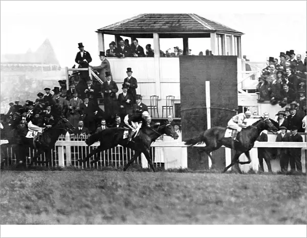 Racehorse Papyrus ridden by jockey Steve Donoghue wins the Epsom Derby in June 1923 with