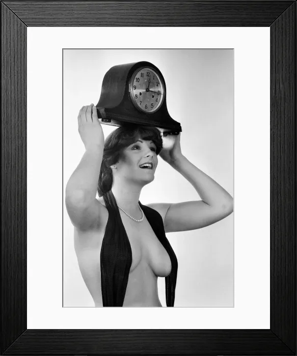 Framed Print : Model reminding people to put their clocks back by one hour at the end of British Summer Framed Print : Model reminding people to put their clocks back by one hour at the end of British Summer