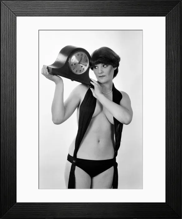 Framed Print : Model reminding people to put their clocks back by one hour at the end of British Summer Framed Print : Model reminding people to put their clocks back by one hour at the end of British Summer