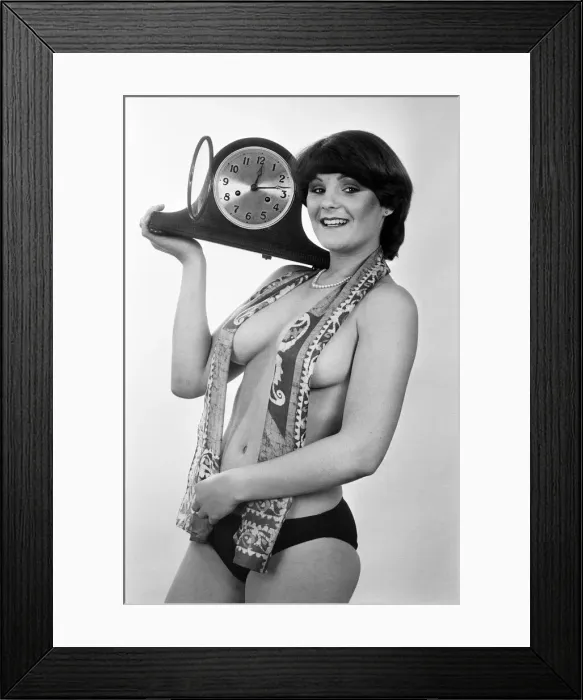 Framed Print : Model reminding people to put their clocks back by one hour at the end of British Summer Framed Print : Model reminding people to put their clocks back by one hour at the end of British Summer