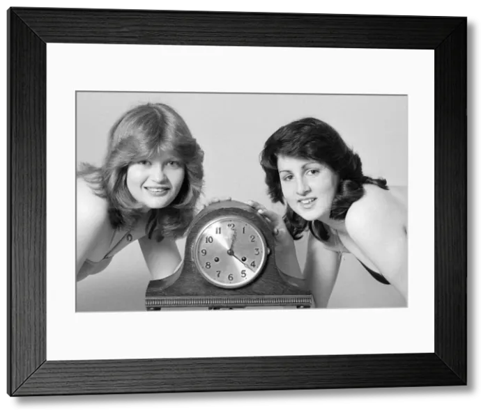 Framed Print : Model reminding people to put their clocks forward by one hour at the start of British Framed Print : Model reminding people to put their clocks forward by one hour at the start of British