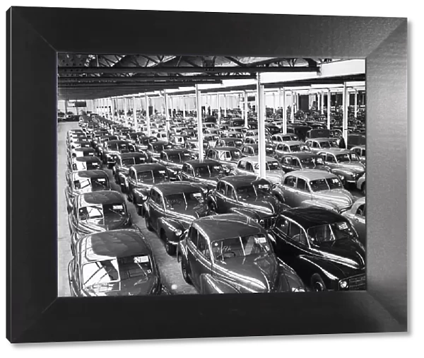 Morris Minor Low Light Sedans fresh of the production line being packed for export at