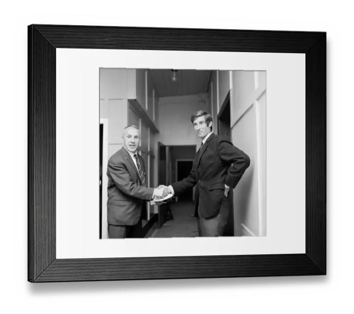 Framed Print : Liverpool manager Bill Shankly bids farewell to Geoff Strong at Anfield as he signs for