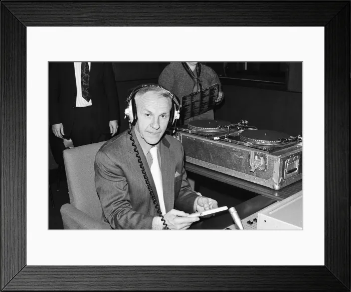 Framed Print : Former Liverpool manager Bill Shankly pictured at a radio station in Liverpool Framed Print : Former Liverpool manager Bill Shankly pictured at a radio station in Liverpool