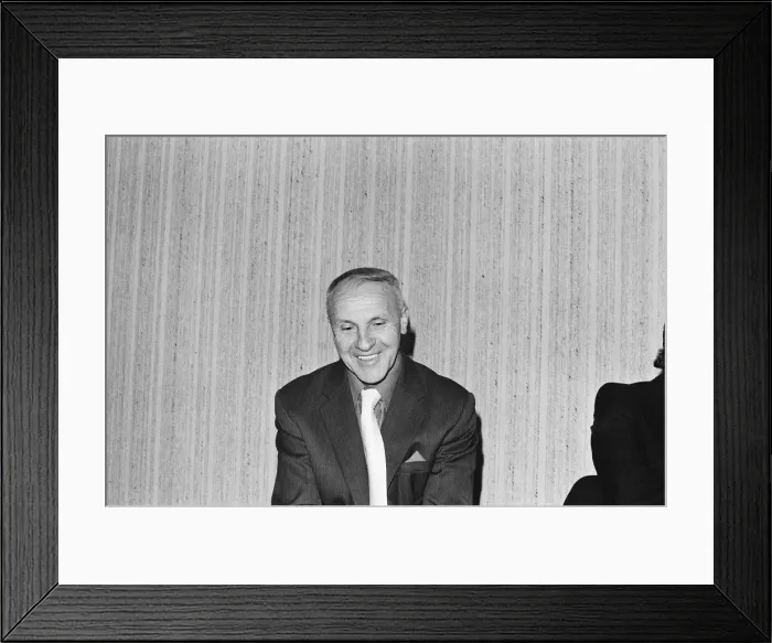 Framed Print : Former Liverpool manager Bill Shankly pictured at a radio station in Liverpool Framed Print : Former Liverpool manager Bill Shankly pictured at a radio station in Liverpool