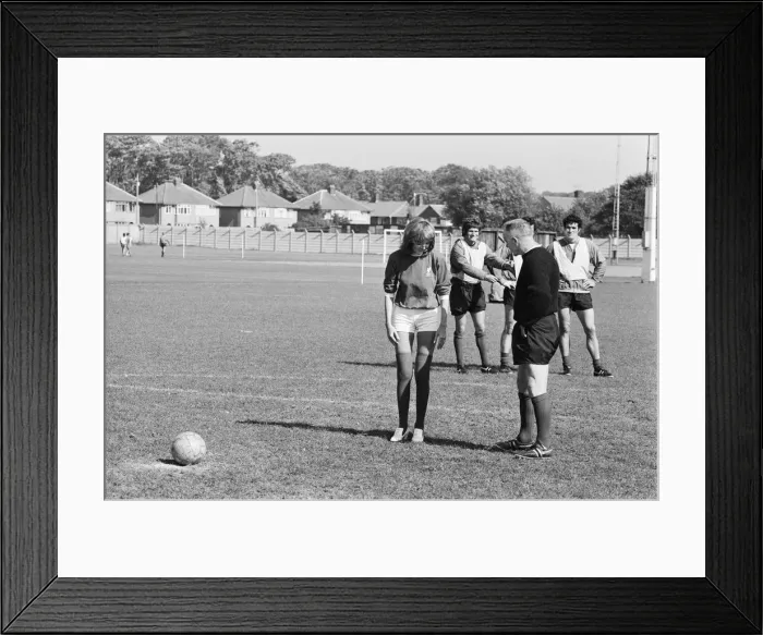 Framed Print : Pop singer Cilla Black paid a visit to the training ground of Liverpool Football Club