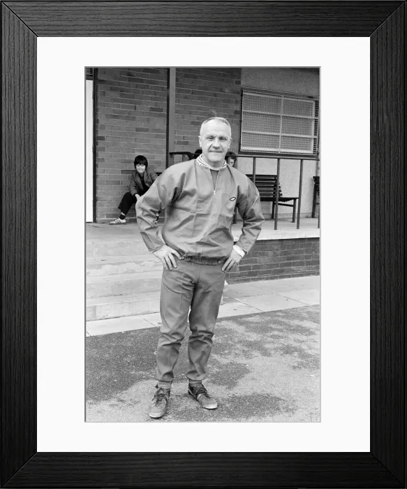 Framed Print : Liverpool manager Bill Shankly takes charge of a training session as the team are