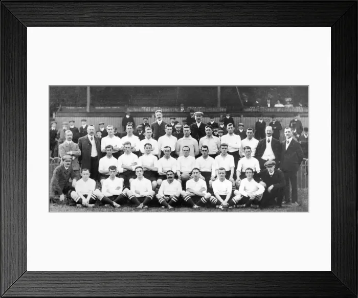 Framed Print : Tottenham Hotspur team pose for a group photograph at the start of the 1908 - 1909 season Framed Print : Tottenham Hotspur team pose for a group photograph at the start of the 1908 - 1909 season