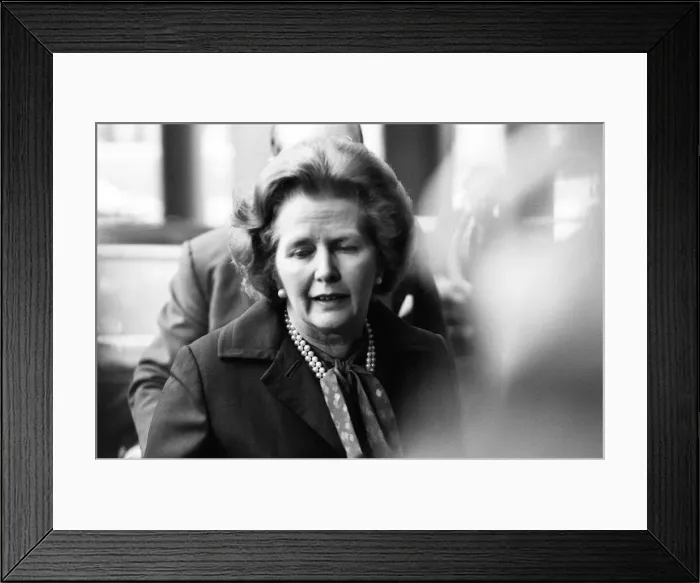 Framed Print : Margaret Thatcher Prime Minister, pictured leaving lunch at the Imperial Hotel, London Framed Print : Margaret Thatcher Prime Minister, pictured leaving lunch at the Imperial Hotel, London