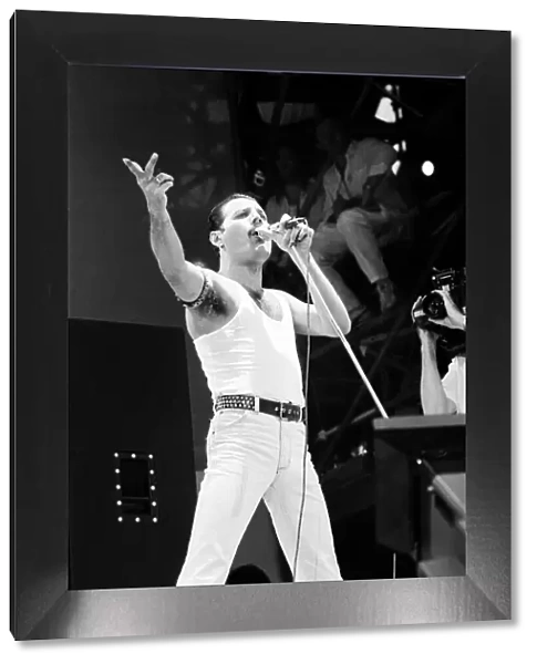 Freddie Mercury, lead singer of British rock group Queen