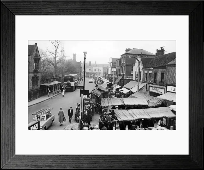 Framed Print : Market day at Bedworth Market Place circa 1962 Framed Print : Market day at Bedworth Market Place circa 1962