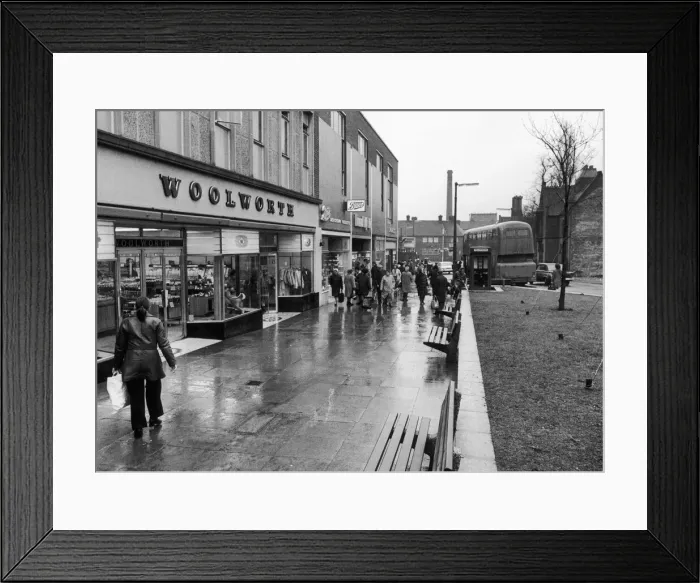 Framed Print : Woolworth Store at Market Place, Bedworth 8th January 1971 Framed Print : Woolworth Store at Market Place, Bedworth 8th January 1971