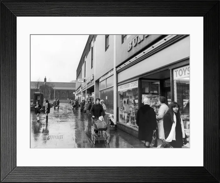 Framed Print : Market Place, Bedworth 8th January 1971 Framed Print : Market Place, Bedworth 8th January 1971