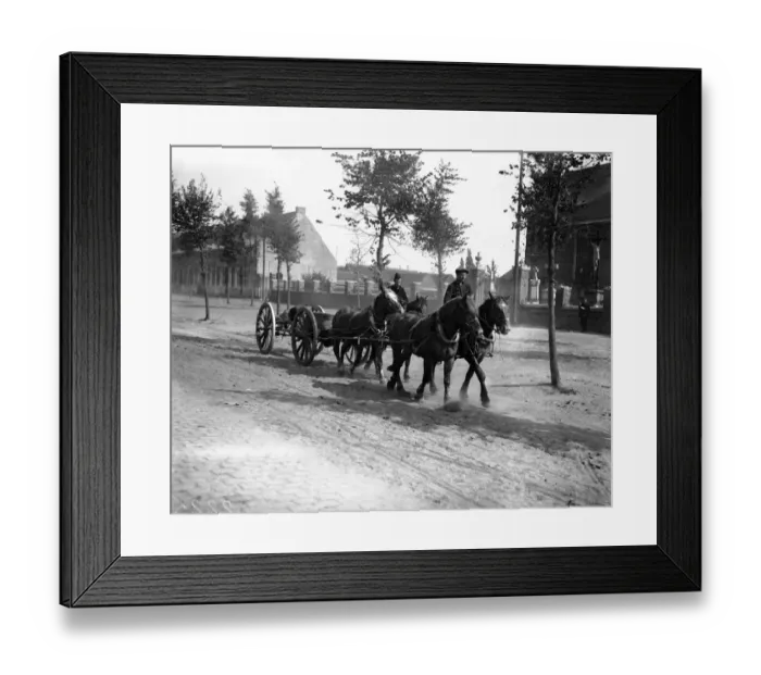Framed Print : Belgian civilians help the Belgian military during the German advance by driving gun Framed Print : Belgian civilians help the Belgian military during the German advance by driving gun