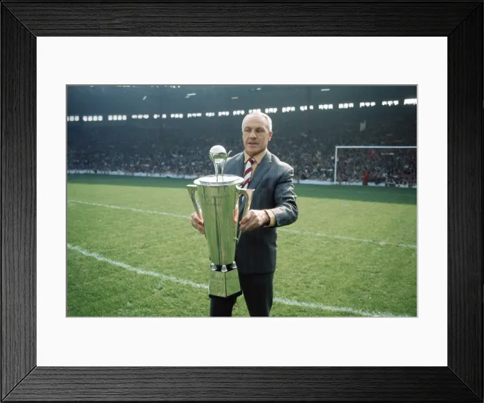 Framed Print : Liverpool manager Bill Shankly receives the Bells Whisky Trophy for Manager of the Year Framed Print : Liverpool manager Bill Shankly receives the Bells Whisky Trophy for Manager of the Year