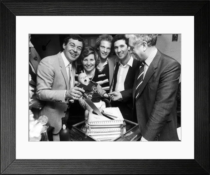 Framed Print : Birmingham Comedian Dave Ismay celebrating with a cake for his baby son Adam Robin who he Framed Print : Birmingham Comedian Dave Ismay celebrating with a cake for his baby son Adam Robin who he