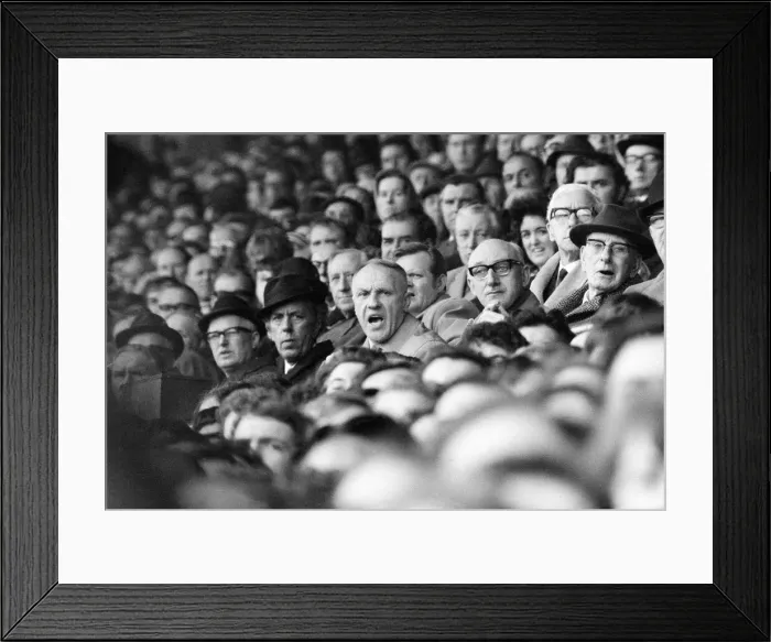 Framed Print : Liverpool manager Bill Shankly watching a game in the stands, April 1971 Framed Print : Liverpool manager Bill Shankly watching a game in the stands, April 1971
