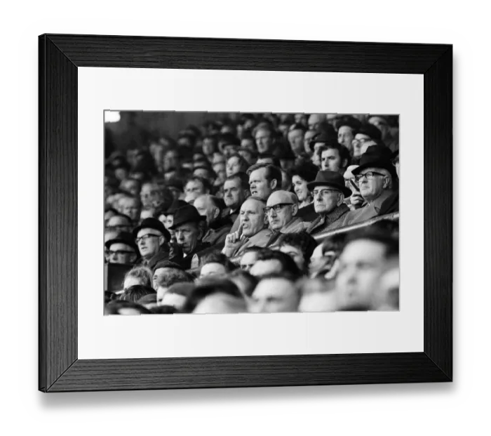 Framed Print : Liverpool manager Bill Shankly watching a game in the stands, April 1971