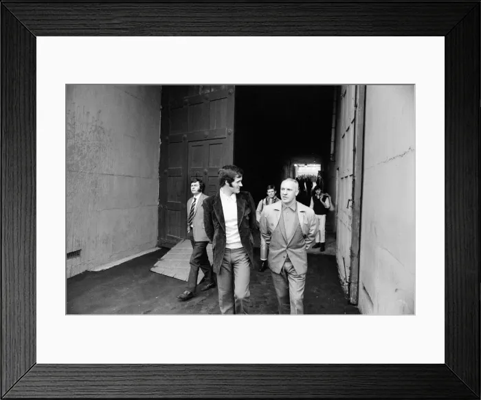 Framed Print : Liverpool manager Bill Shankly at Wembley Stadium to inspect the pitch ahead of his Framed Print : Liverpool manager Bill Shankly at Wembley Stadium to inspect the pitch ahead of his