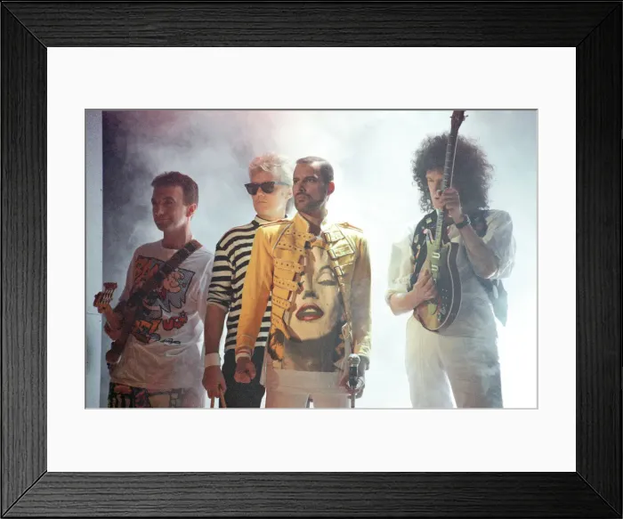 Framed Print : Queen rock group performing. Singer Freddie Mercury with guitarist Brian May Framed Print : Queen rock group performing. Singer Freddie Mercury with guitarist Brian May