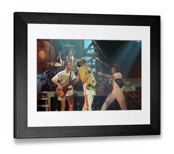 Framed Print : Queen rock group performing. Singer Freddie Mercury with guitarist Brian May Framed Print : Queen rock group performing. Singer Freddie Mercury with guitarist Brian May